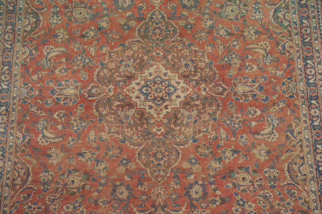 Distressed Over-Dyed Kashan Persian Area Rug 8x11