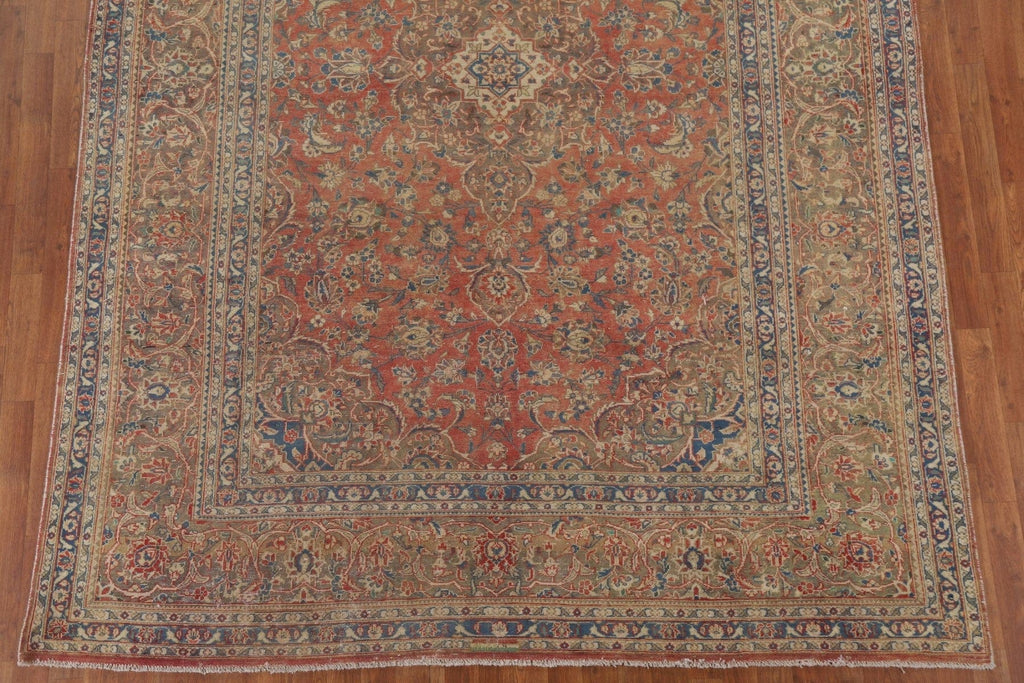 Distressed Over-Dyed Kashan Persian Area Rug 8x11