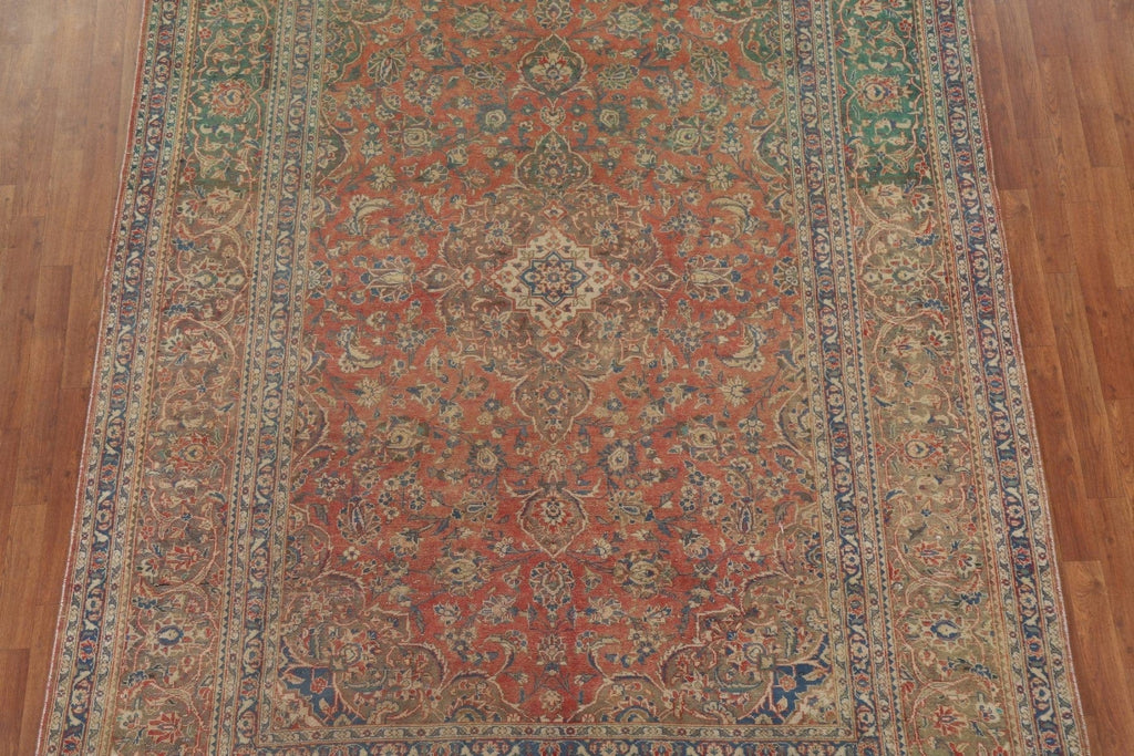 Distressed Over-Dyed Kashan Persian Area Rug 8x11