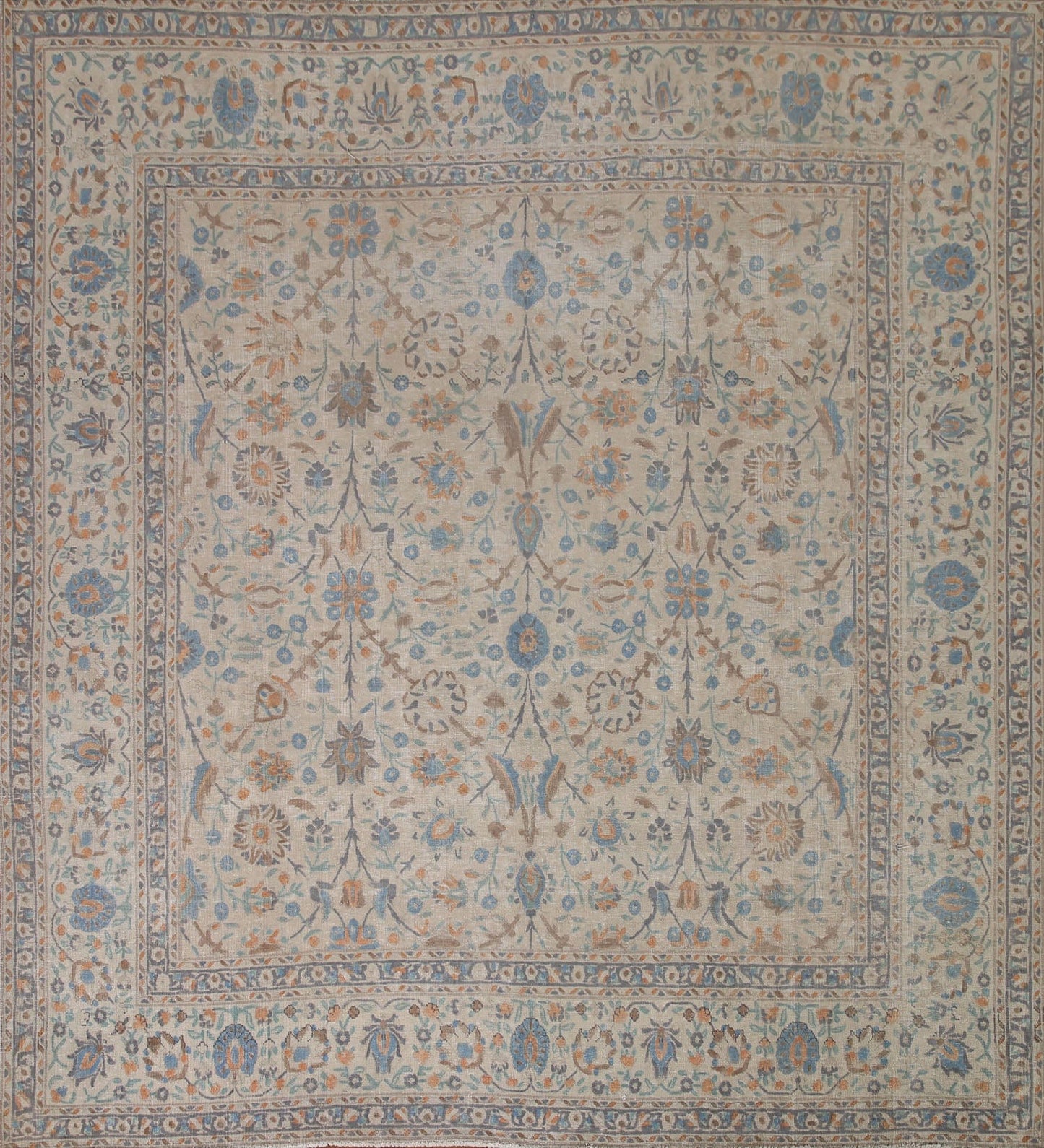 Square Floral Tabriz Persian Area Rug 9x9