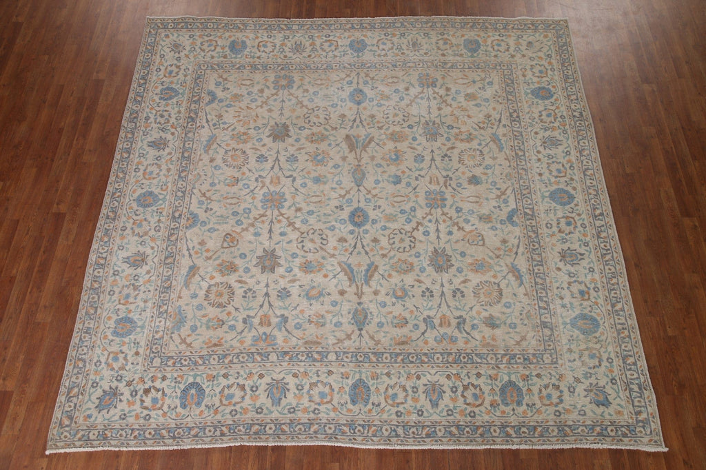 Square Floral Tabriz Persian Area Rug 9x9