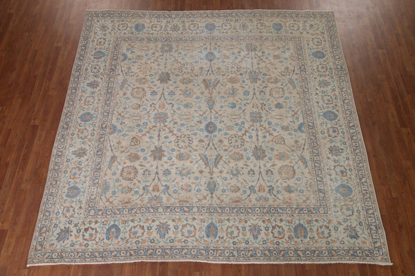 Square Floral Tabriz Persian Area Rug 9x9