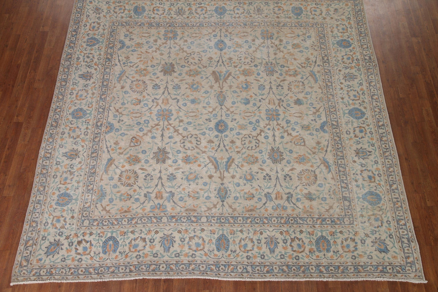 Square Floral Tabriz Persian Area Rug 9x9