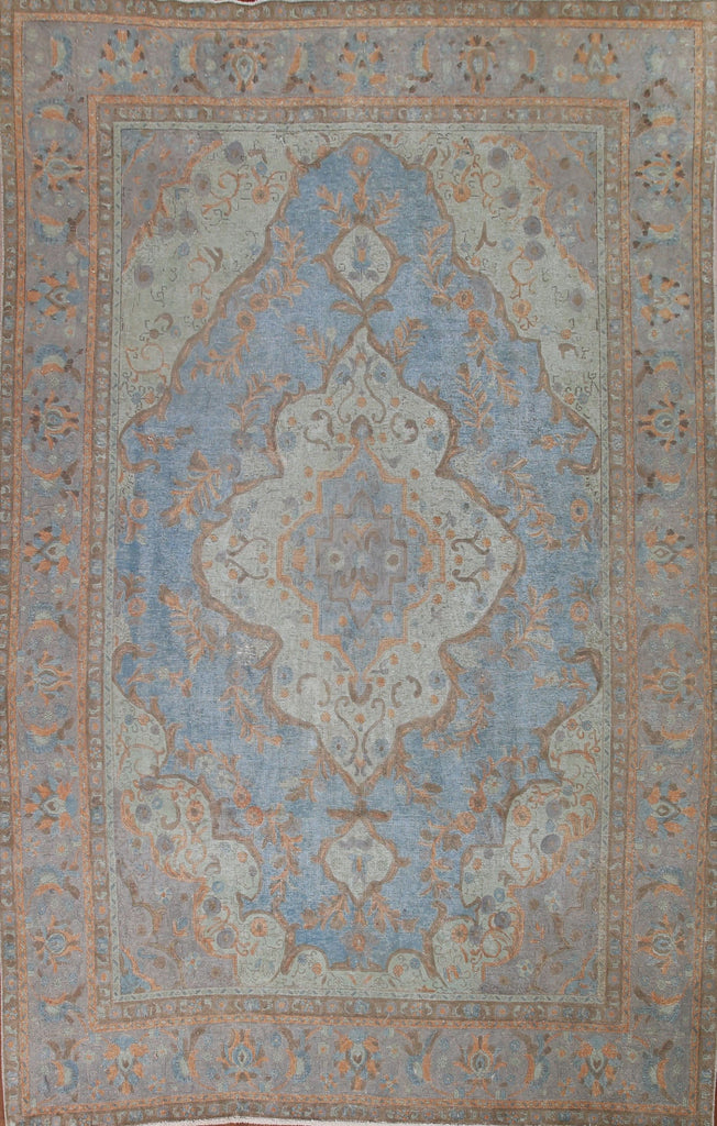 Light Blue Over-Dyed Tabriz Persian Area Rug 9x12