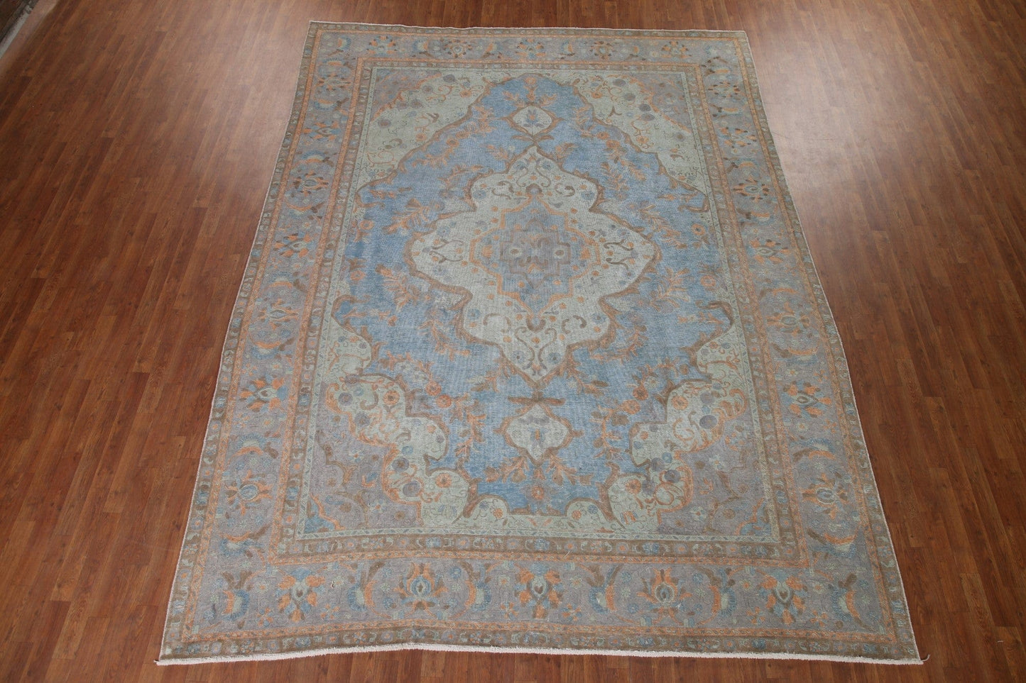 Light Blue Over-Dyed Tabriz Persian Area Rug 9x12