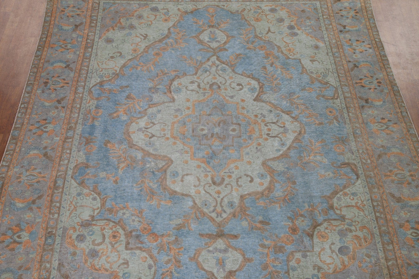 Light Blue Over-Dyed Tabriz Persian Area Rug 9x12