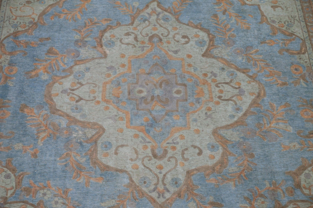 Light Blue Over-Dyed Tabriz Persian Area Rug 9x12