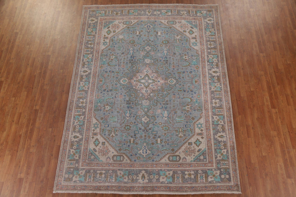 Geometric Blue Tabriz Persian Area Rug 8x11