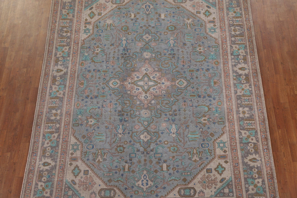 Geometric Blue Tabriz Persian Area Rug 8x11