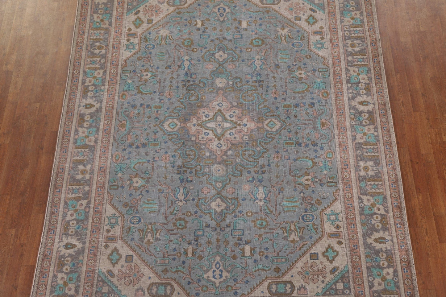 Geometric Blue Tabriz Persian Area Rug 8x11