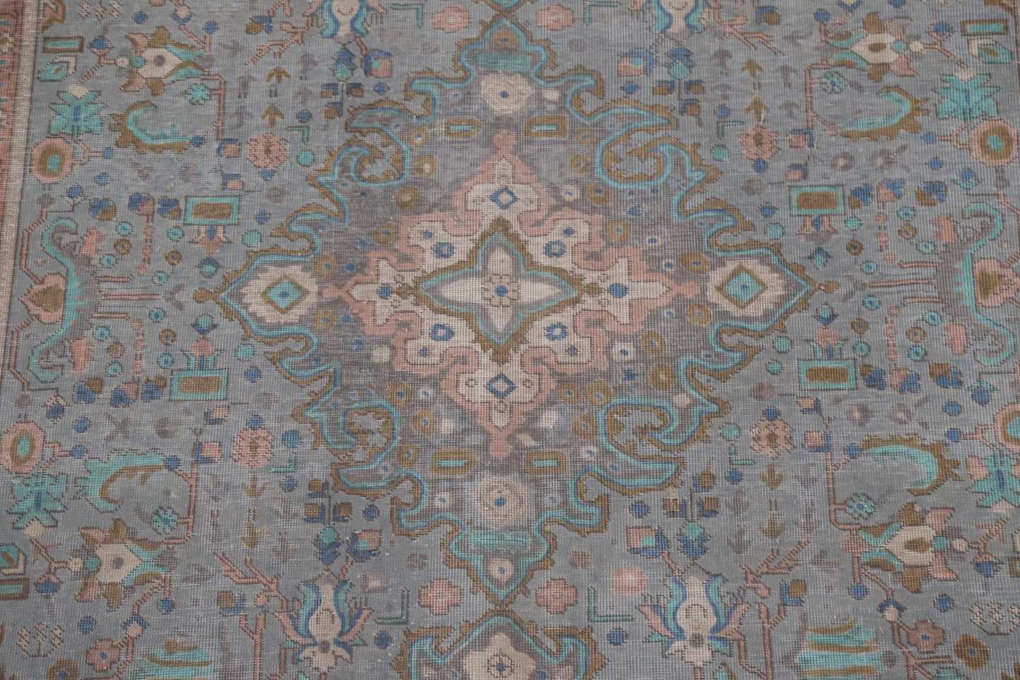 Geometric Blue Tabriz Persian Area Rug 8x11