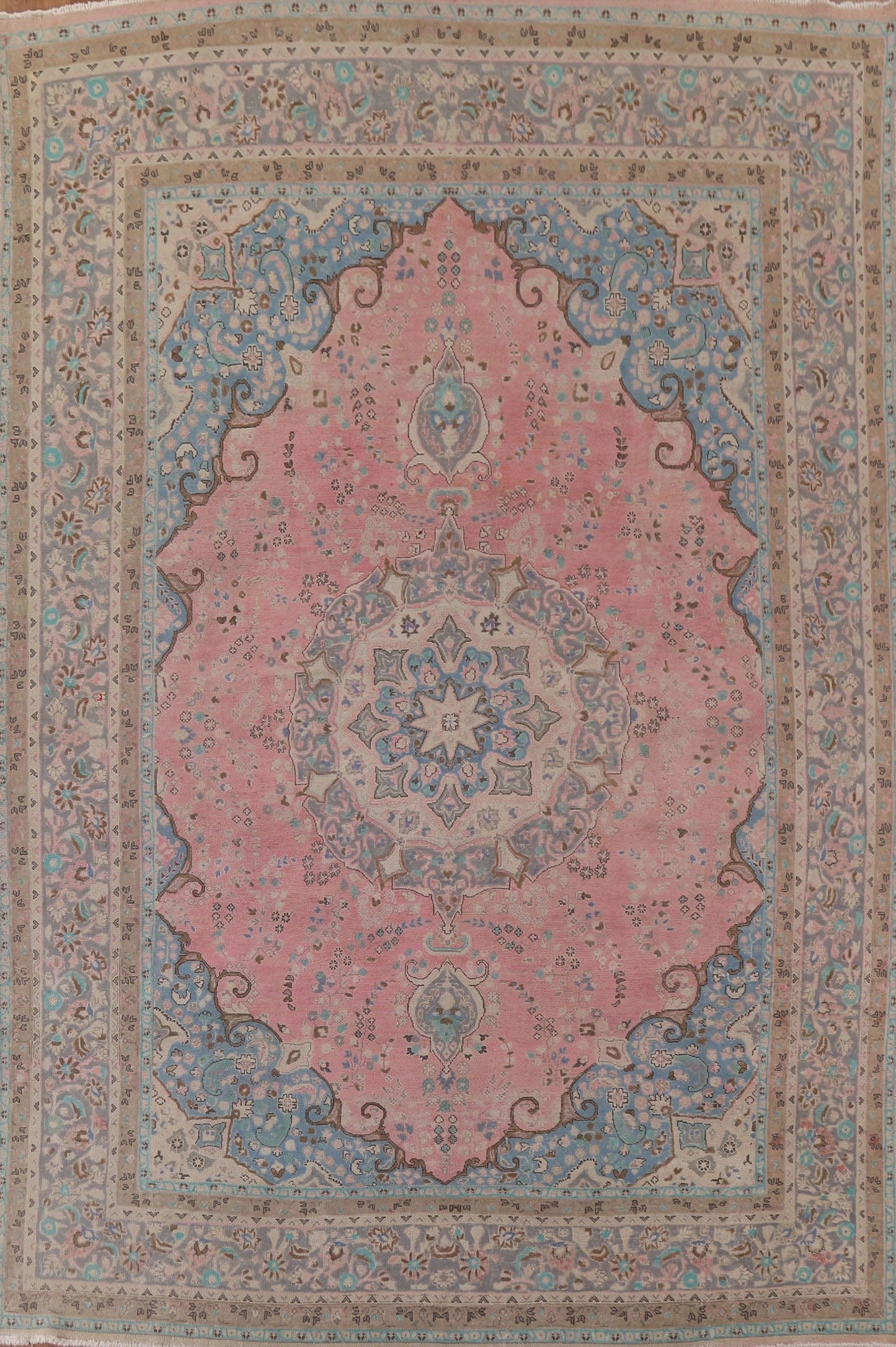 Vintage Pink Mashad Persian Area Rug 10x13