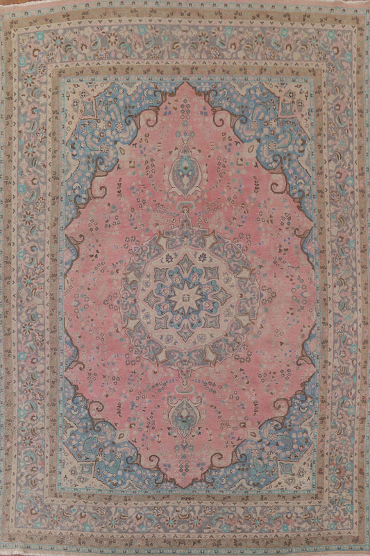 Vintage Pink Mashad Persian Area Rug 10x13