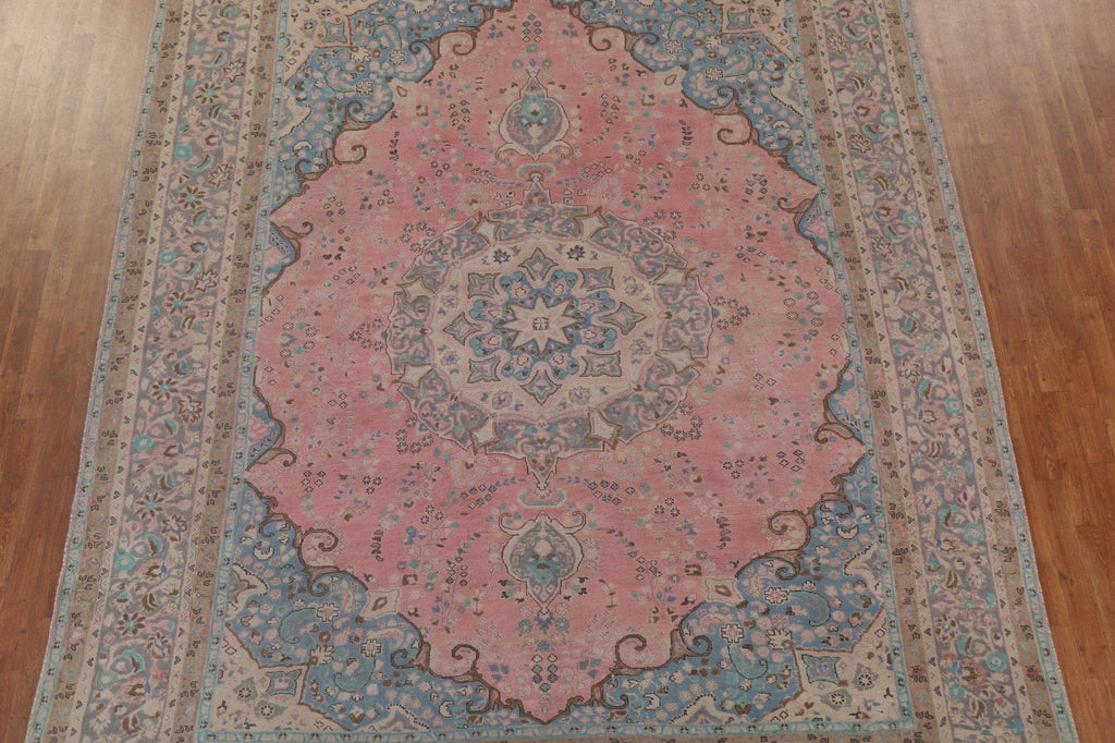 Vintage Pink Mashad Persian Area Rug 10x13