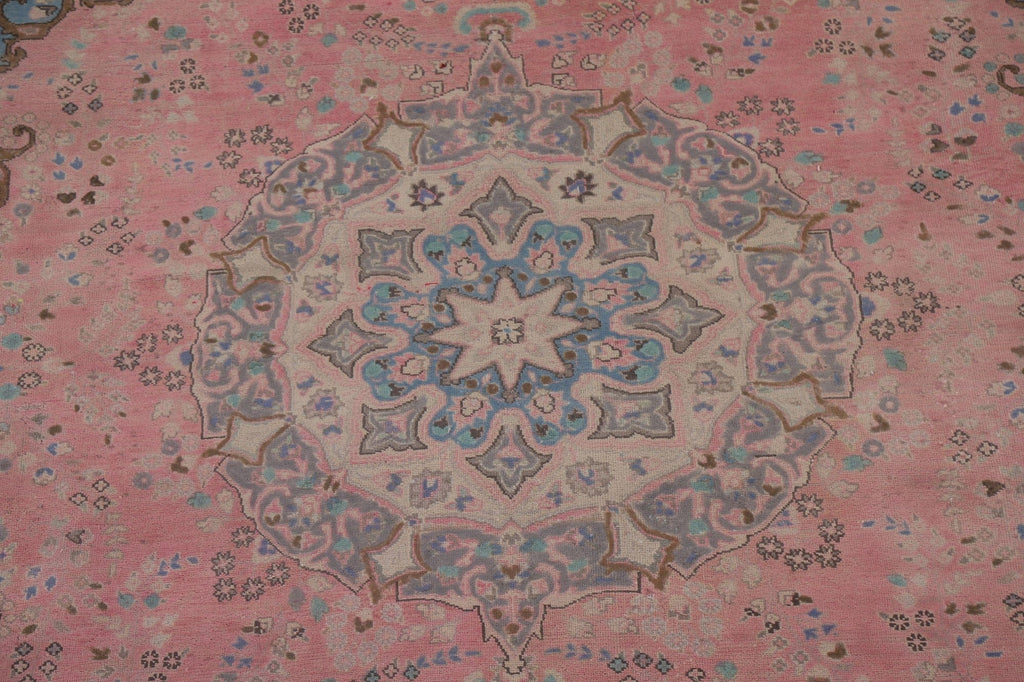 Vintage Pink Mashad Persian Area Rug 10x13