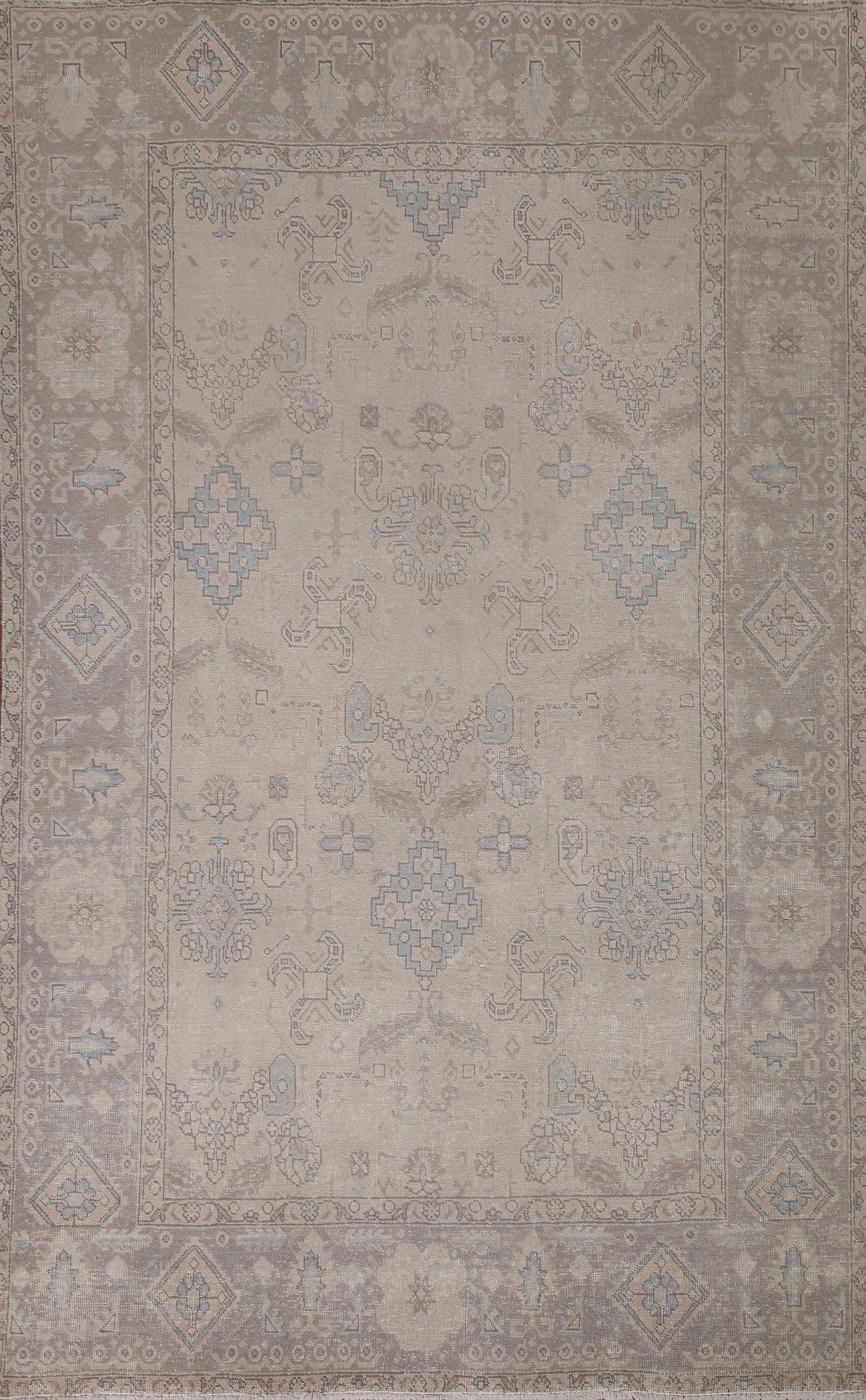 Distressed Muted Tabriz Persian Area Rug 6x9