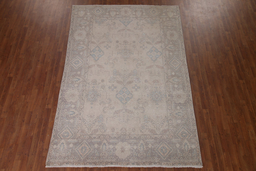 Distressed Muted Tabriz Persian Area Rug 6x9