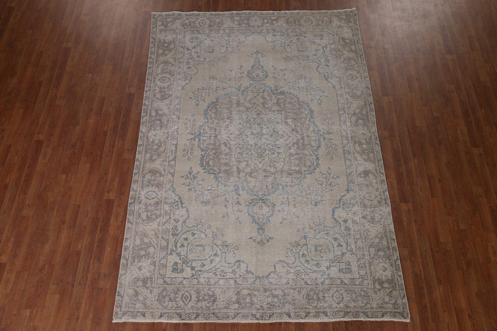 Distressed Tabriz Persian Area Rug 6x9