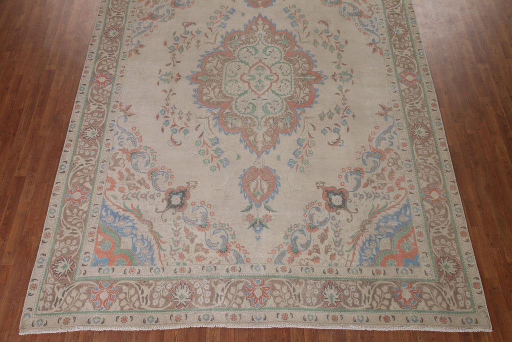 Distressed Wool Tabriz Persian Area Rug 10x13