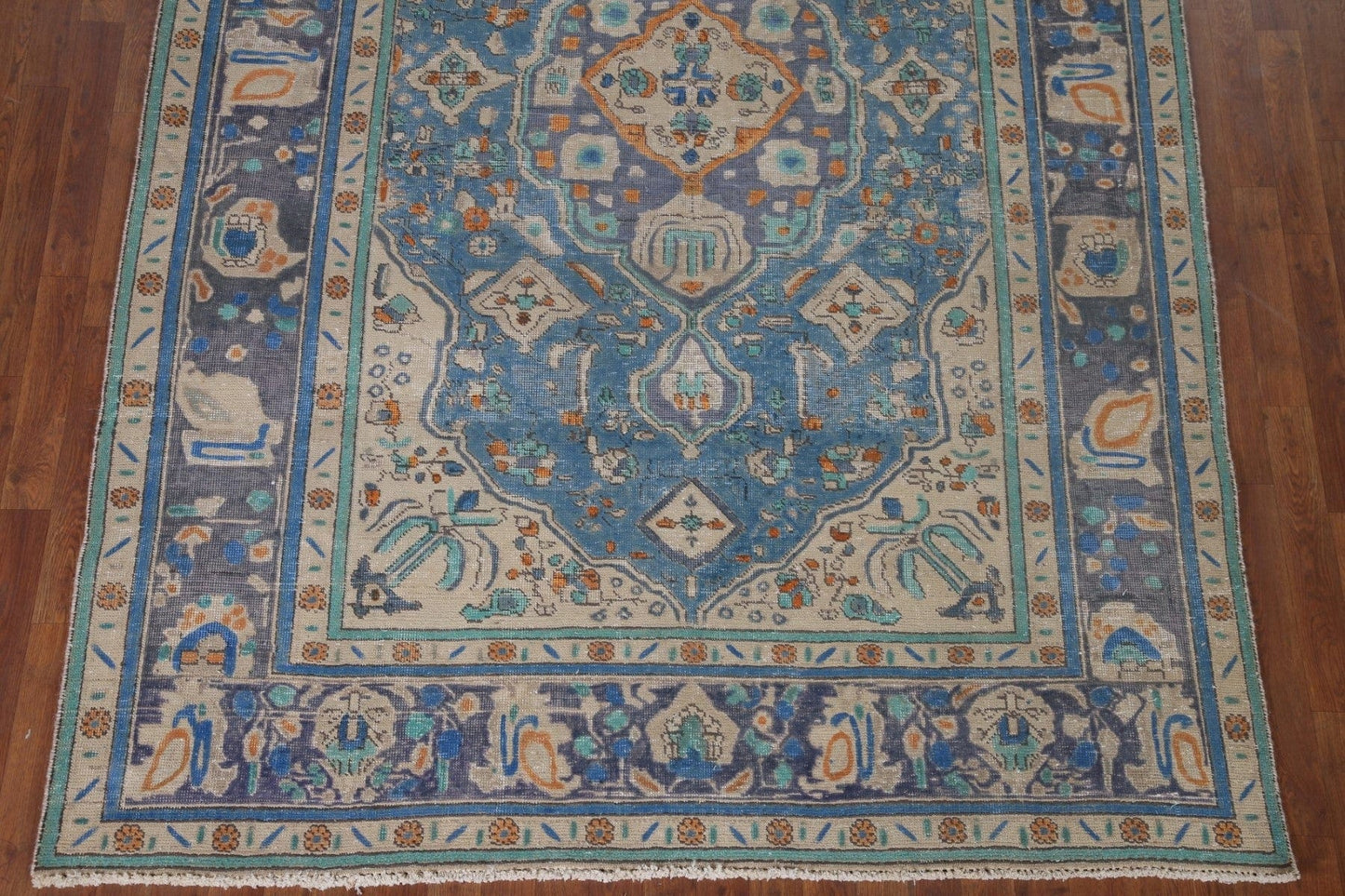 Over-Dyed Blue Tabriz Persian Area Rug 6x10