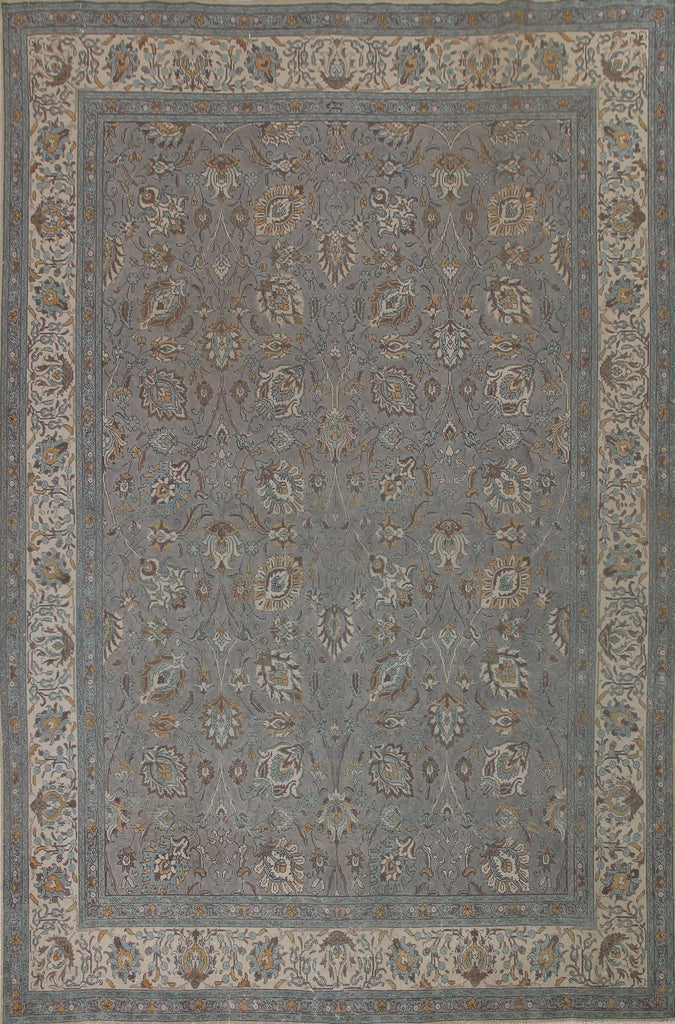 Floral Gray Tabriz Persian Area Rug 10x12