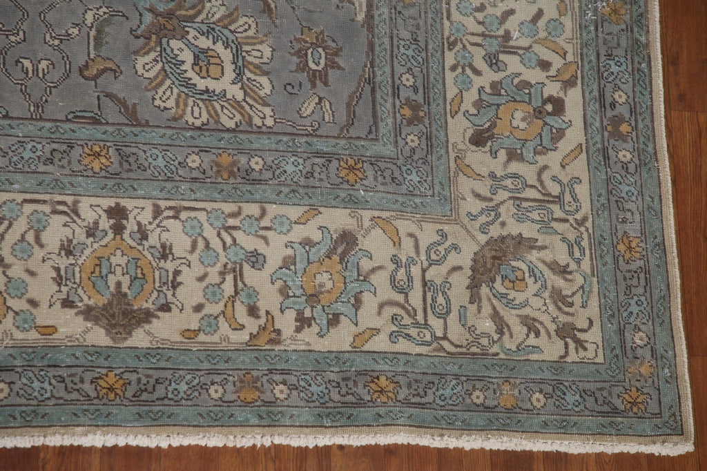 Floral Gray Tabriz Persian Area Rug 10x12