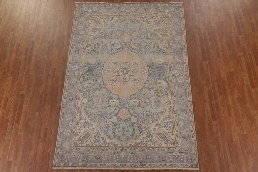 Distressed Tabriz Persian Area Rug 6x10