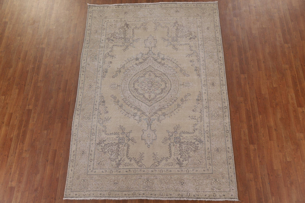 Distressed Tabriz Persian Area Rug 7x10