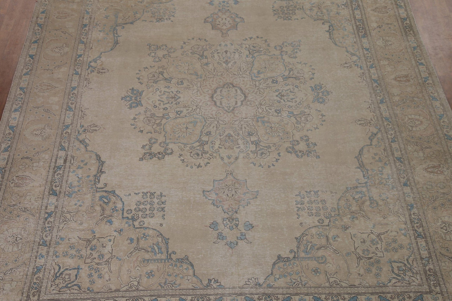 Distressed Muted Tabriz Persian Area Rug 10x13