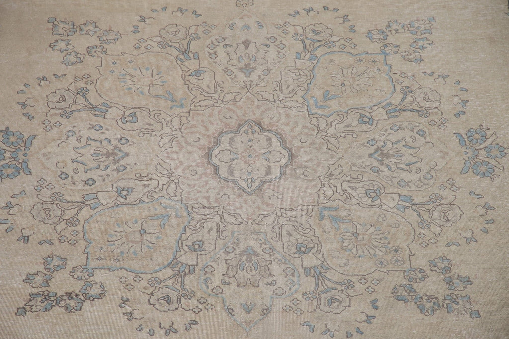 Distressed Muted Tabriz Persian Area Rug 10x13