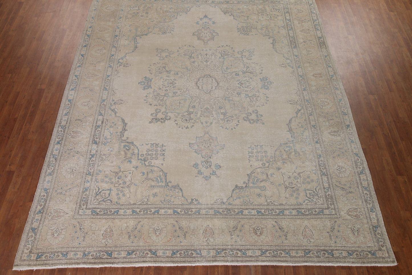 Distressed Muted Tabriz Persian Area Rug 10x13