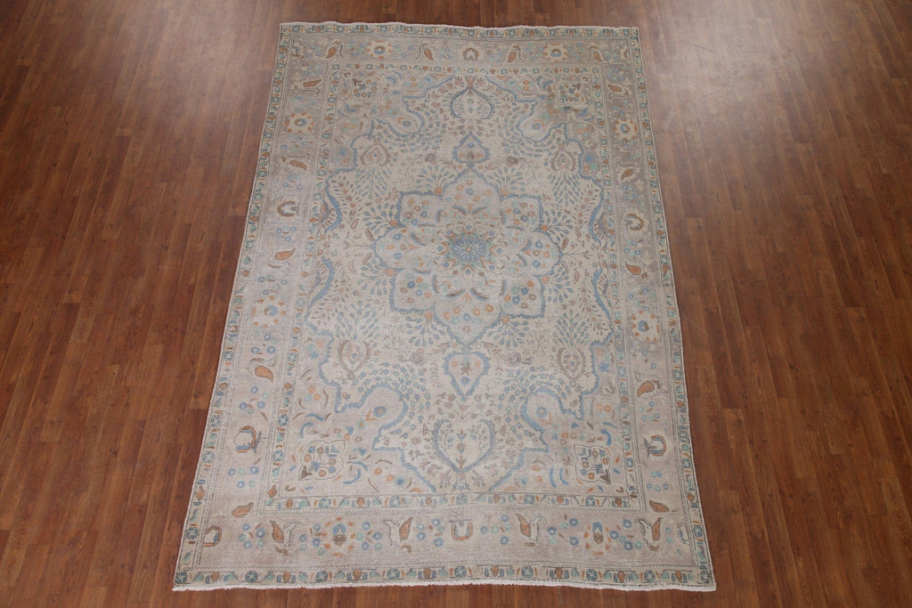 Distressed Tabriz Persian Area Rug 7x10