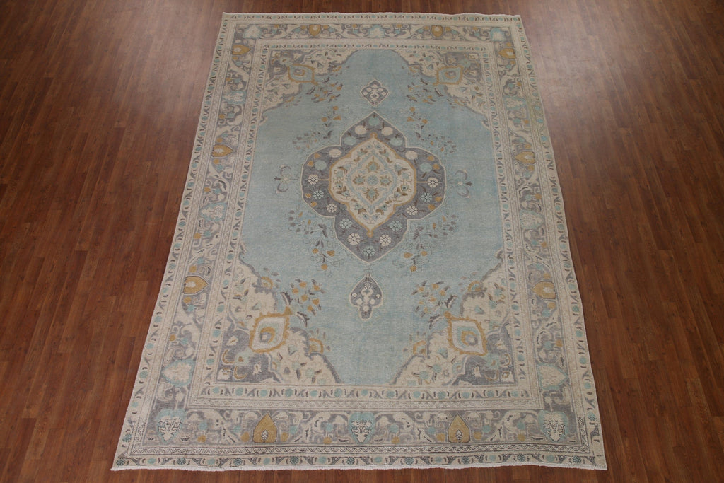 Distressed Over-Dyed Tabriz Persian Area Rug 8x11