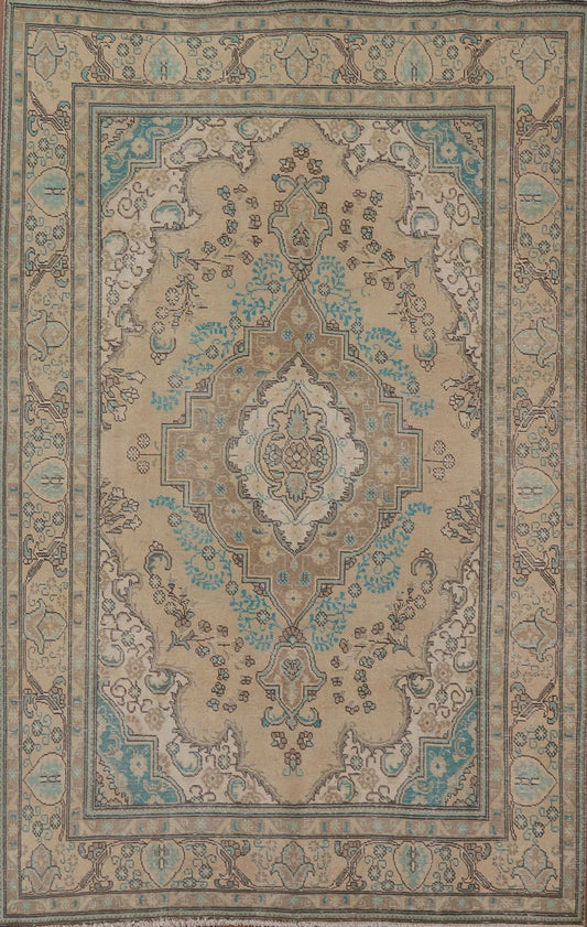 Distressed Tabriz Persian Area Rug 6x9