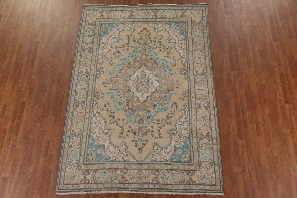 Distressed Tabriz Persian Area Rug 6x9