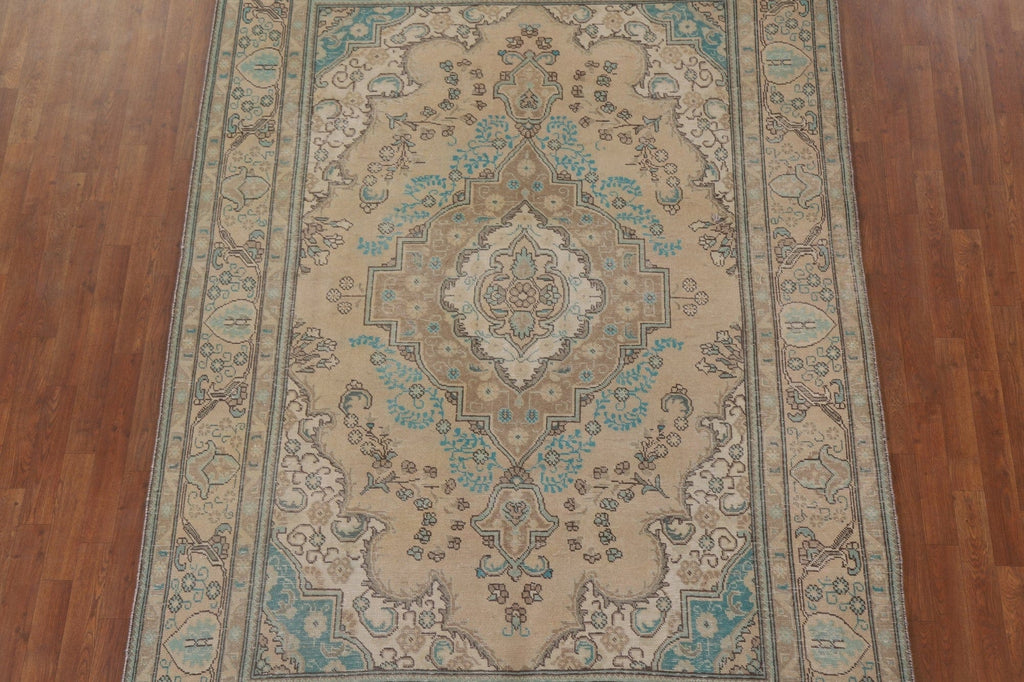 Distressed Tabriz Persian Area Rug 6x9