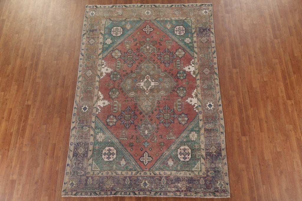 Distressed Tabriz Persian Area Rug 7x10