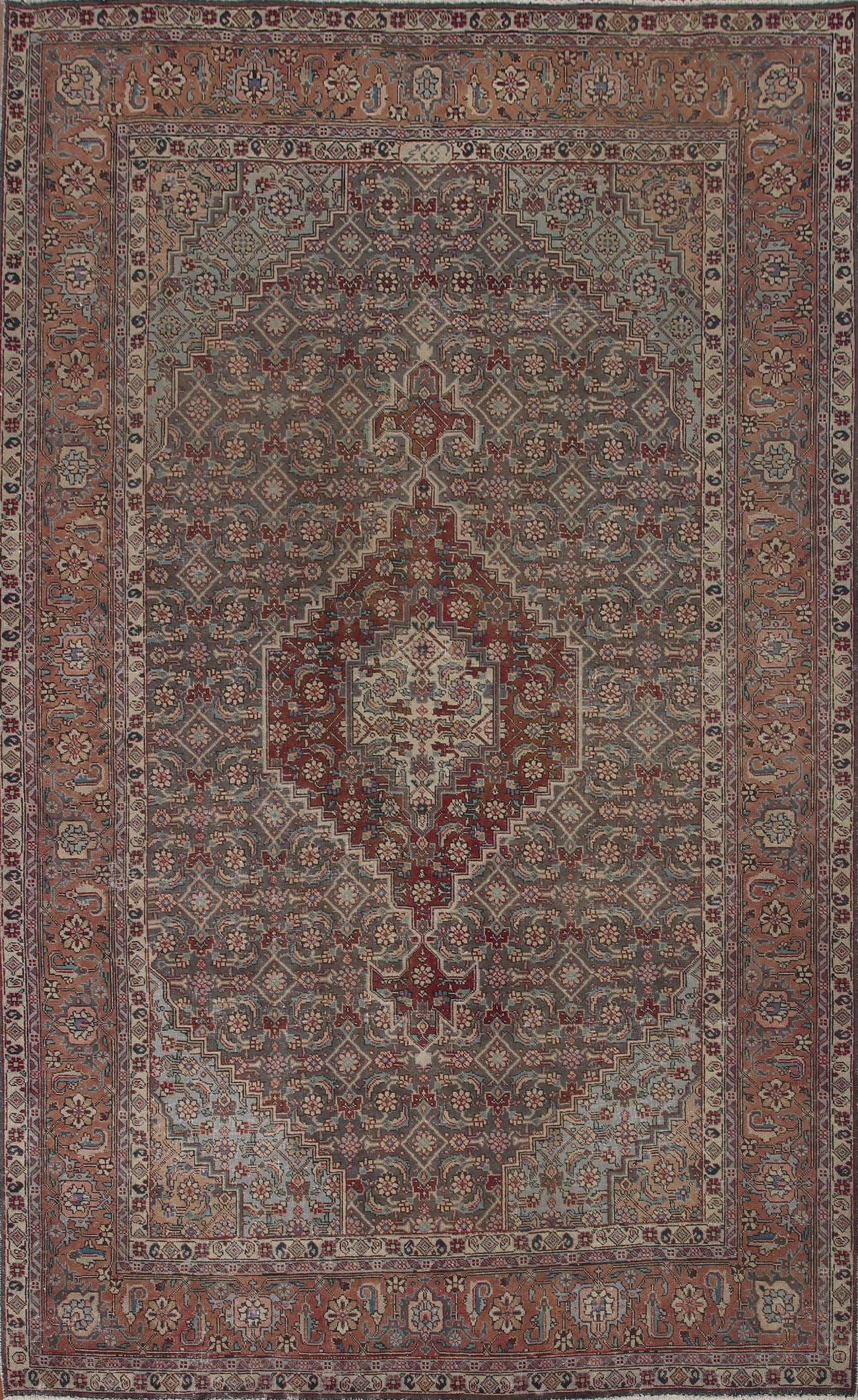 Distressed Wool Tabriz Persian Area Rug 7x10