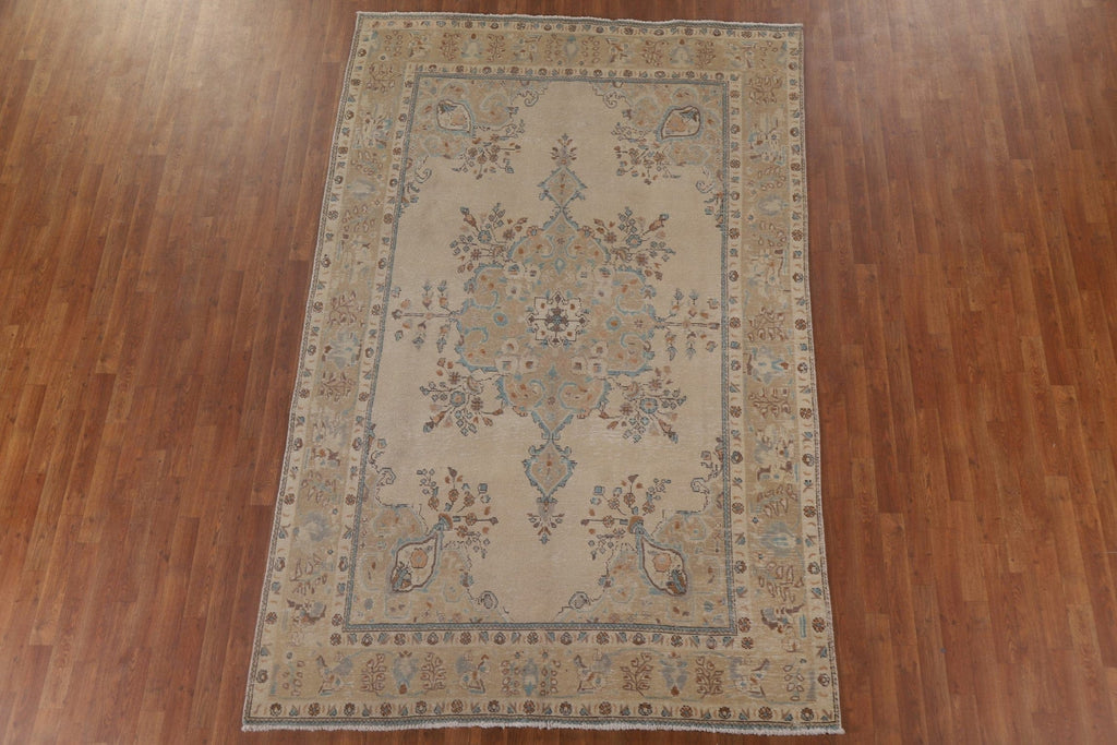 Vintage Wool Tabriz Persian Area Rug 6x10