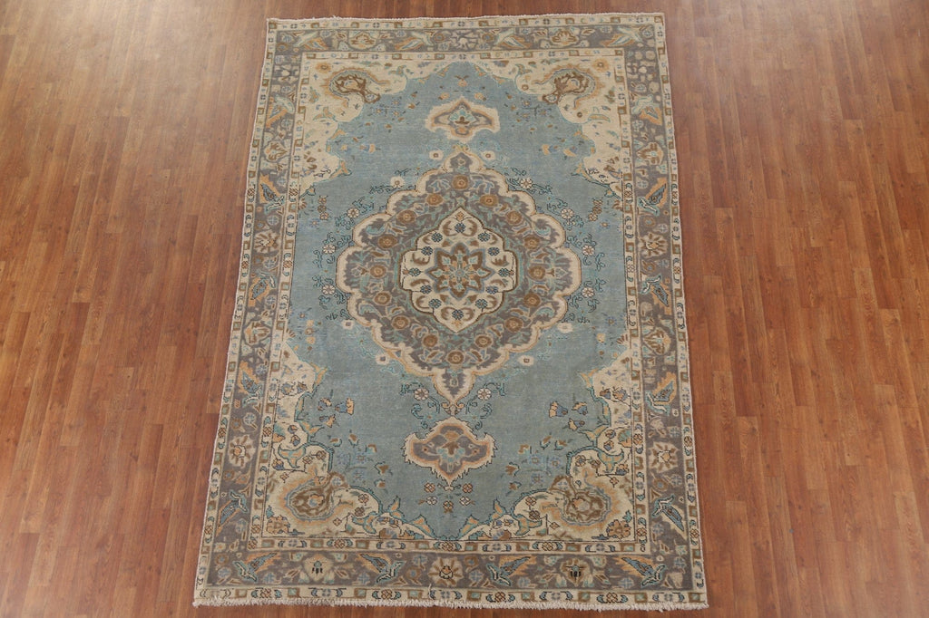 Distressed Tabriz Persian Area Rug 6x9