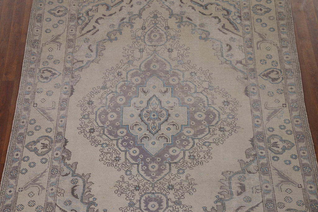 Distressed Muted Tabriz Persian Area Rug 7x10