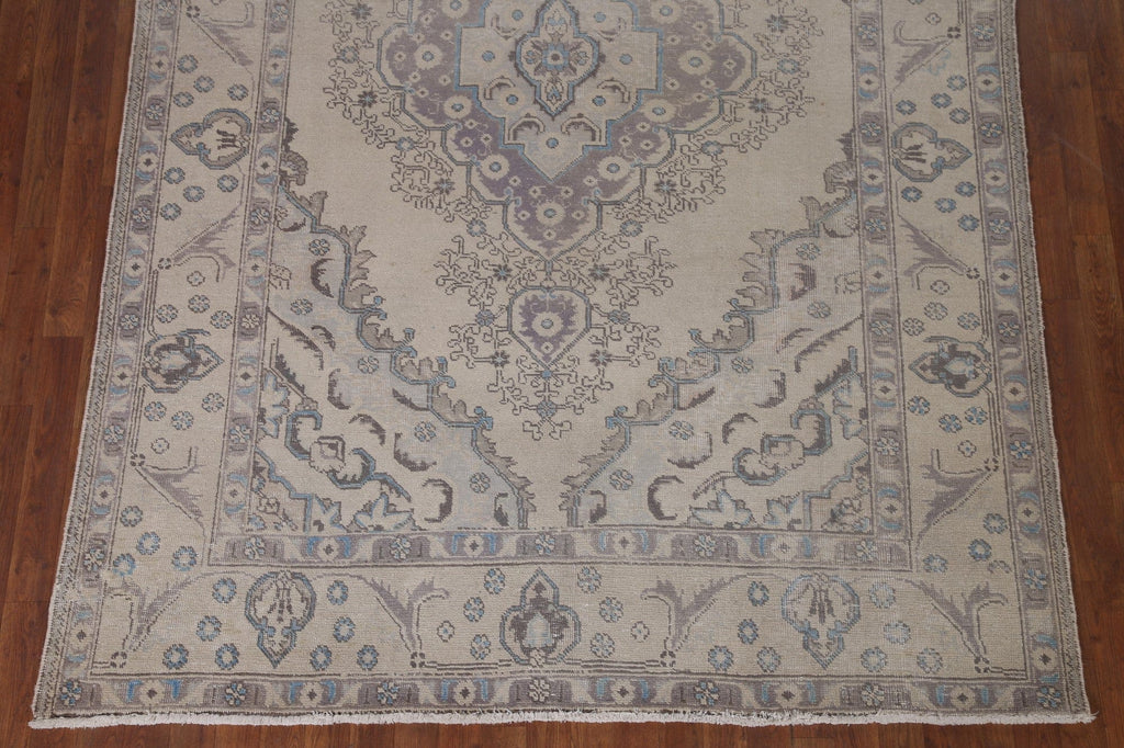 Distressed Muted Tabriz Persian Area Rug 7x10