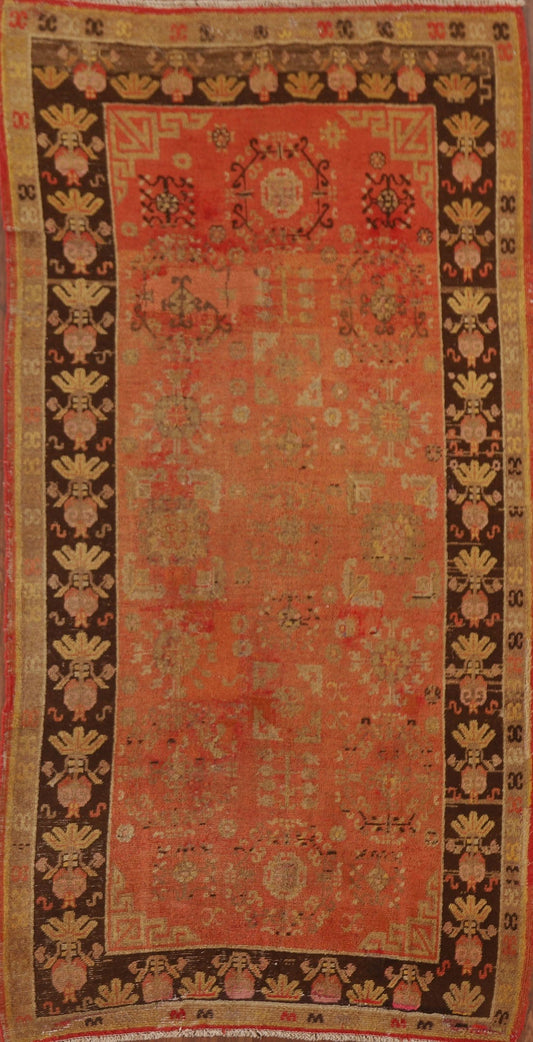 Pre-1900 Vegetable Dye Khotan Antique Area Rug 4x8