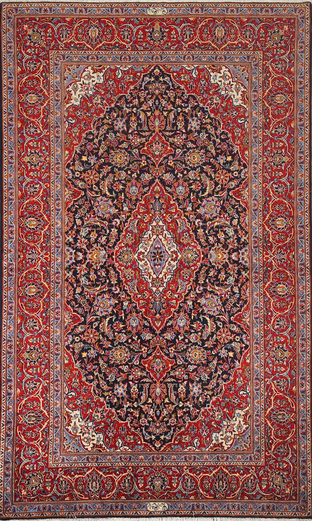 Vegetable Dye Kashan Signed Persian Area Rug 5x7