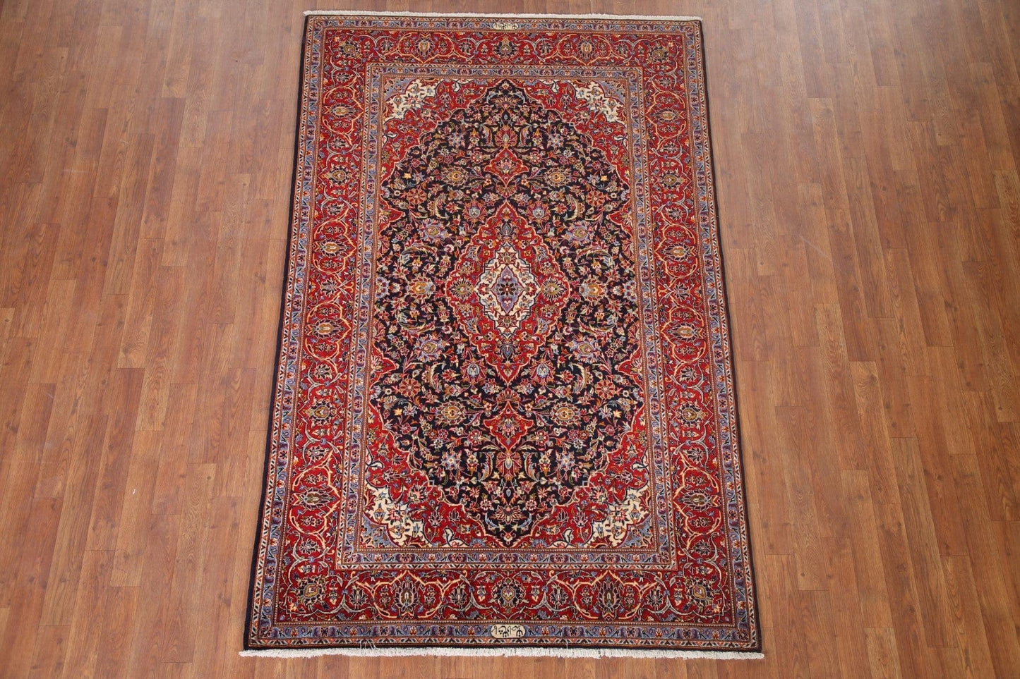 Vegetable Dye Kashan Signed Persian Area Rug 5x7