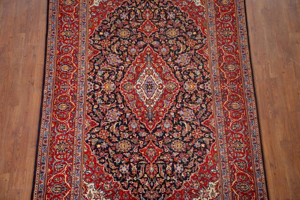 Vegetable Dye Kashan Signed Persian Area Rug 5x7