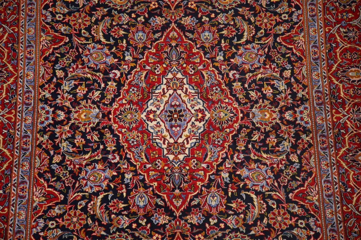 Vegetable Dye Kashan Signed Persian Area Rug 5x7