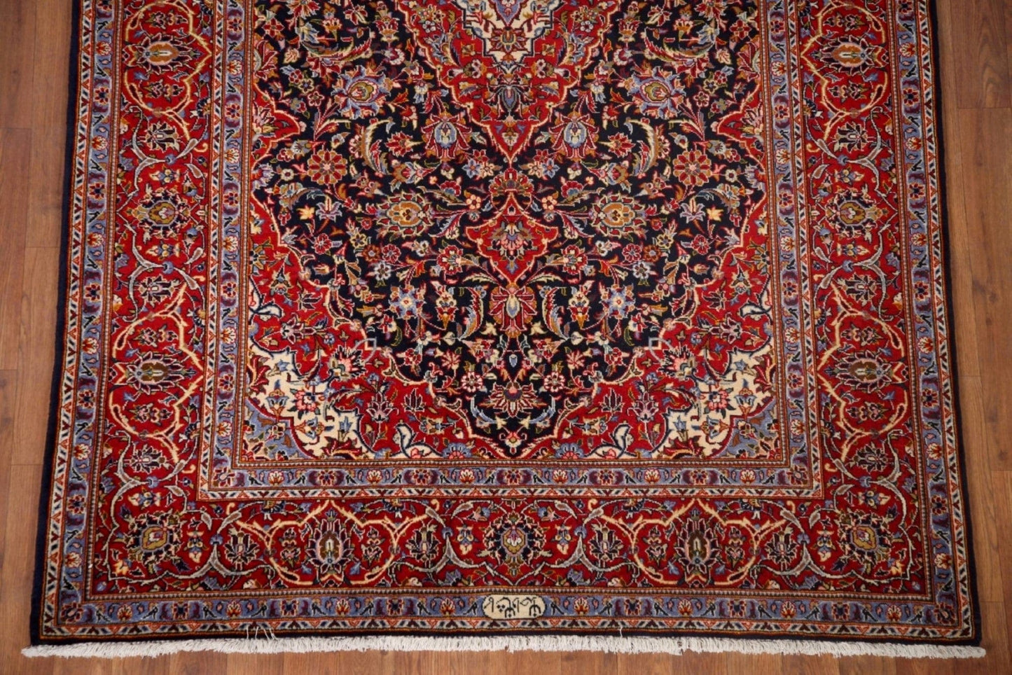 Vegetable Dye Kashan Signed Persian Area Rug 5x7