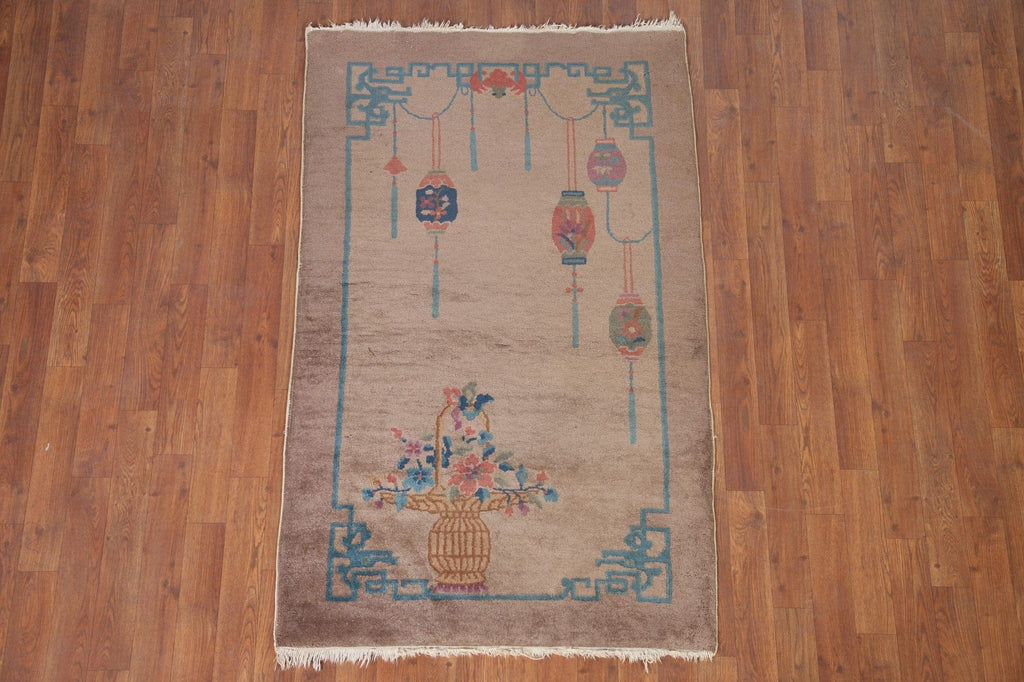 Vegetable Dye Art Deco Wool Area Rug 3x5