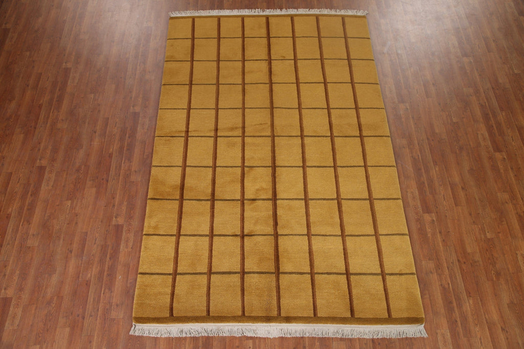 Geometric Nepalese Gold Area Rug 6x9